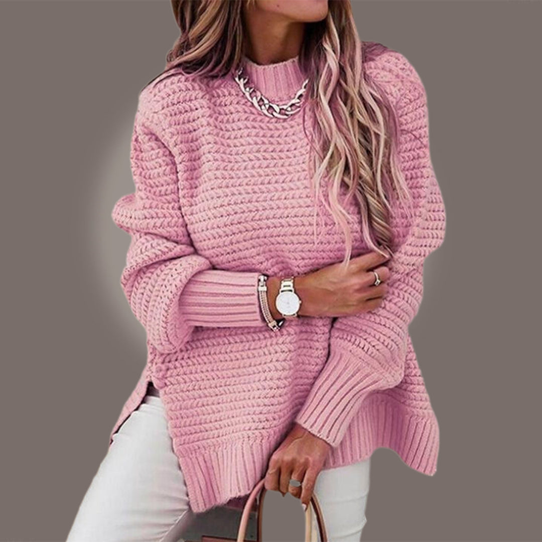 Philippa - Waffle Knit Oversized Jumper — Pink