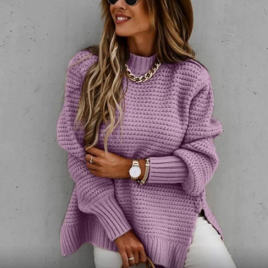 Philippa - Waffle Knit Oversized Jumper — Purple