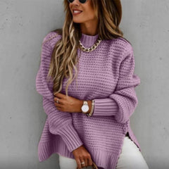 Philippa - Waffle Knit Oversized Jumper — Purple