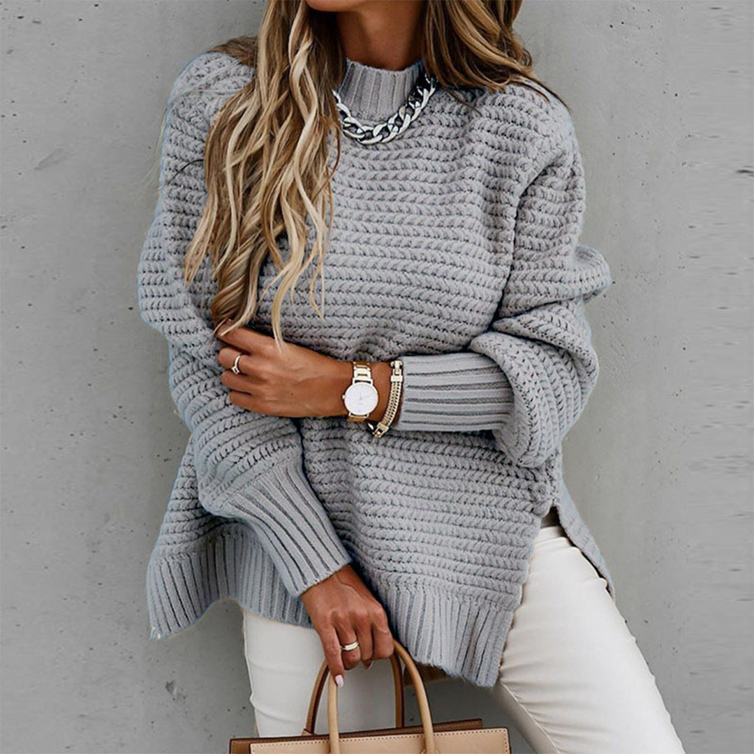 Philippa - Waffle Knit Oversized Jumper — Grey
