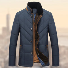 Marshall - Quilted Jacket with Fur Collar — Blue