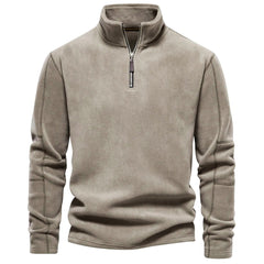 Garrett - Fleece Half Zip Jumper — Beige