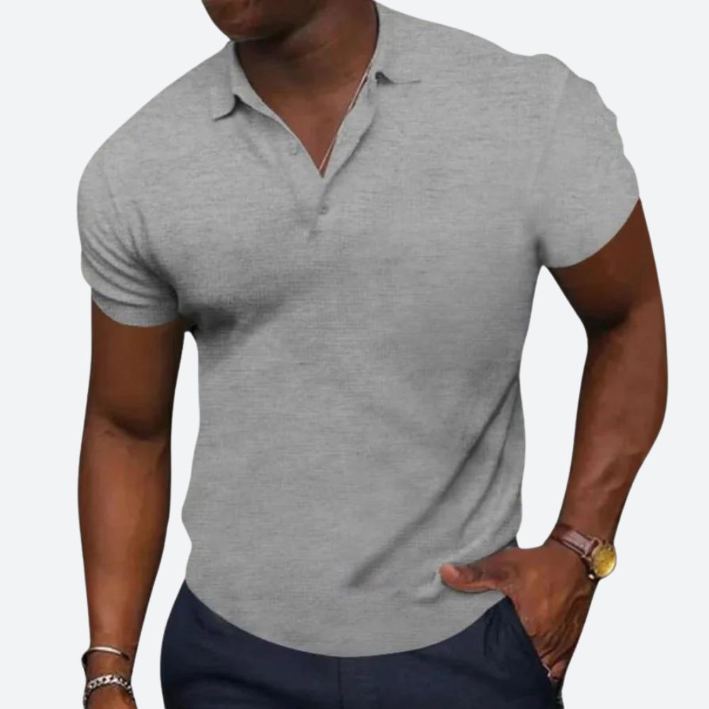 Chandler - V Neck Polo Shirt — Grey