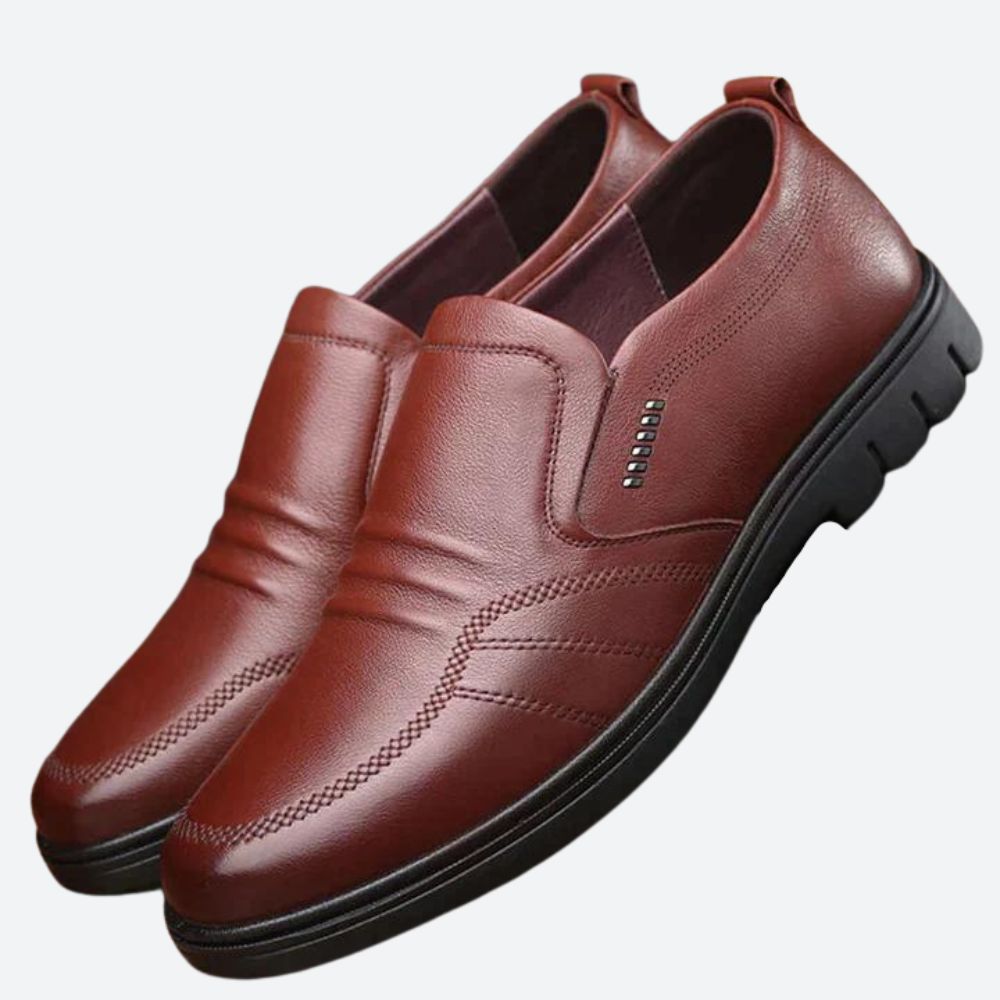 Warwick - Leather Penny Slip Ons — Brown