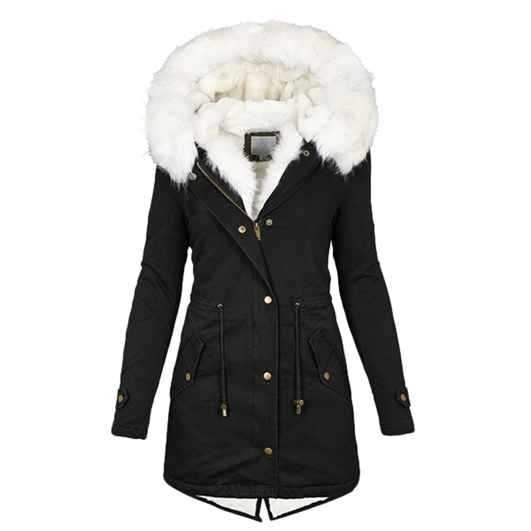 Cordelia - Padded Parka with Fur Hood — Black