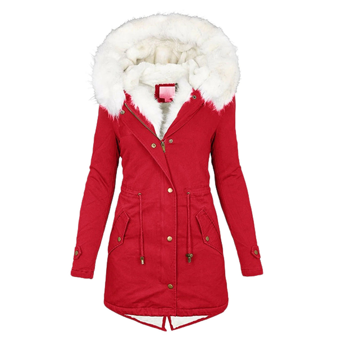 Cordelia - Padded Parka with Fur Hood — Red