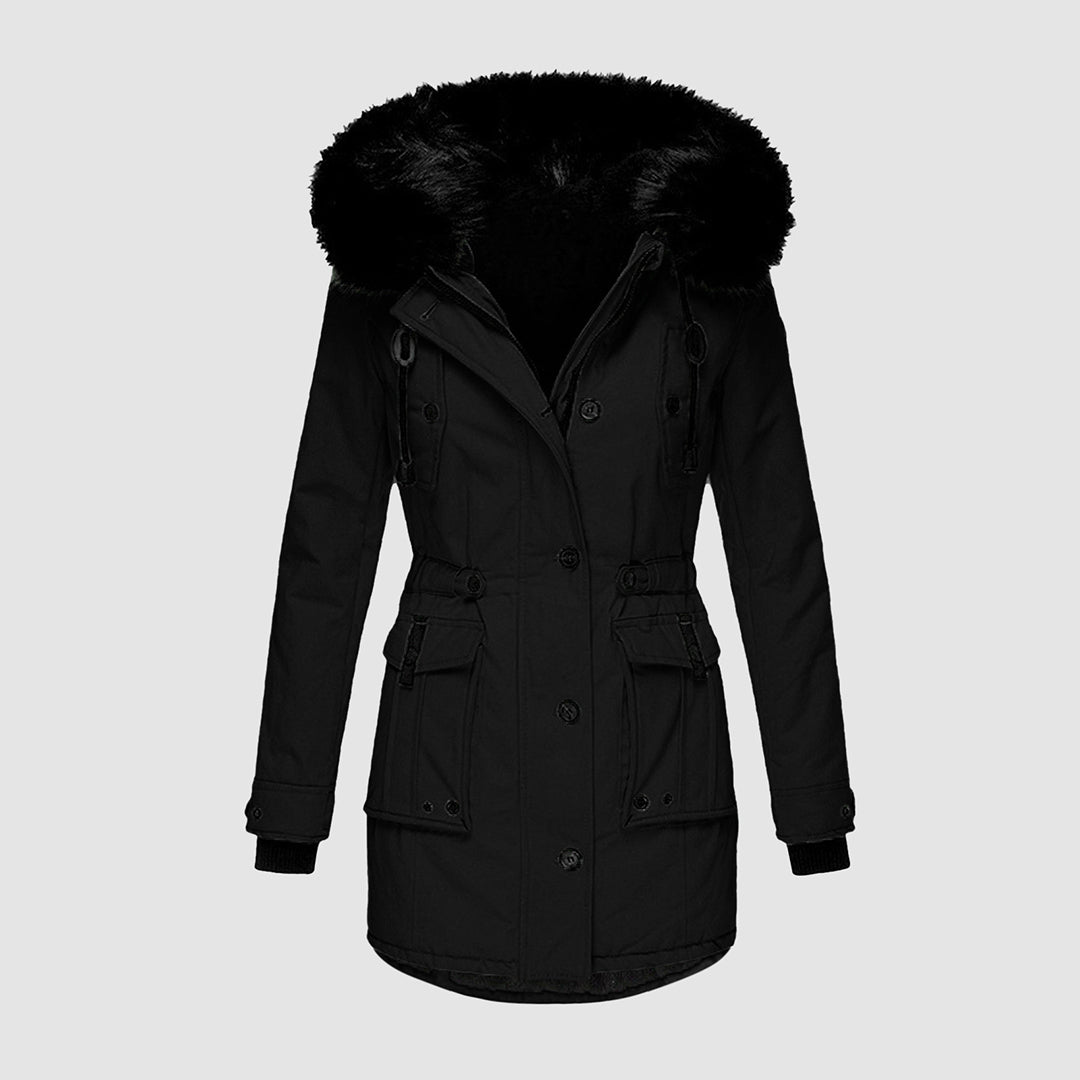 Angelina - Parka with Fur Trimmed Hood — Black