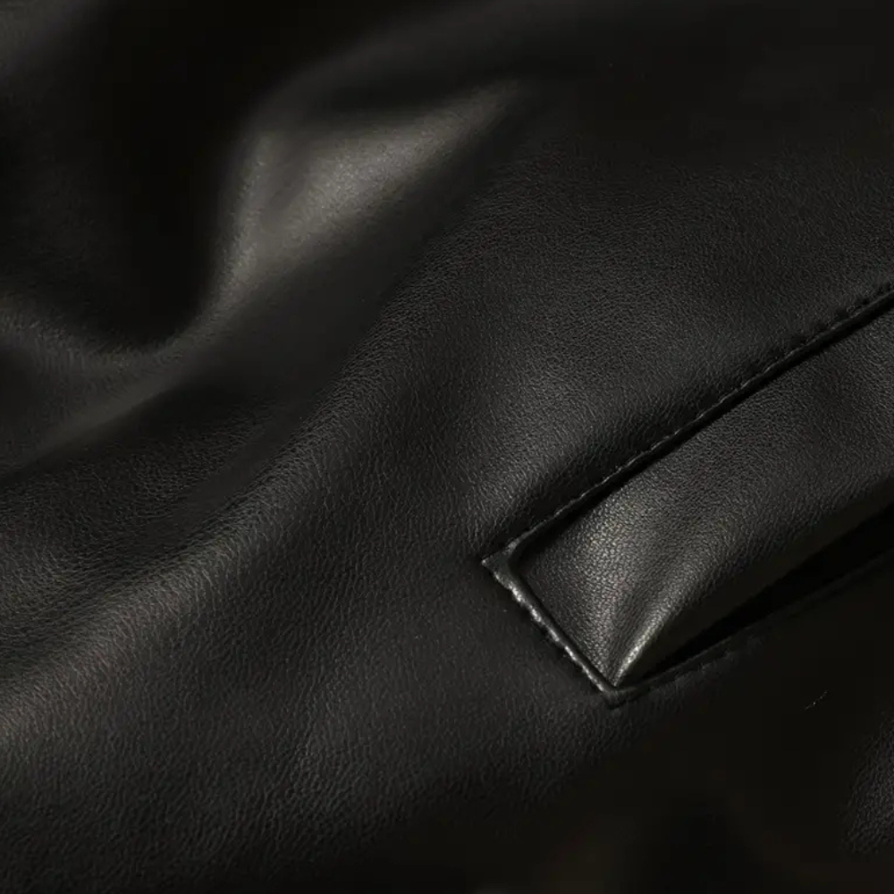 Tom - Leather Bomber with Shearling Collar