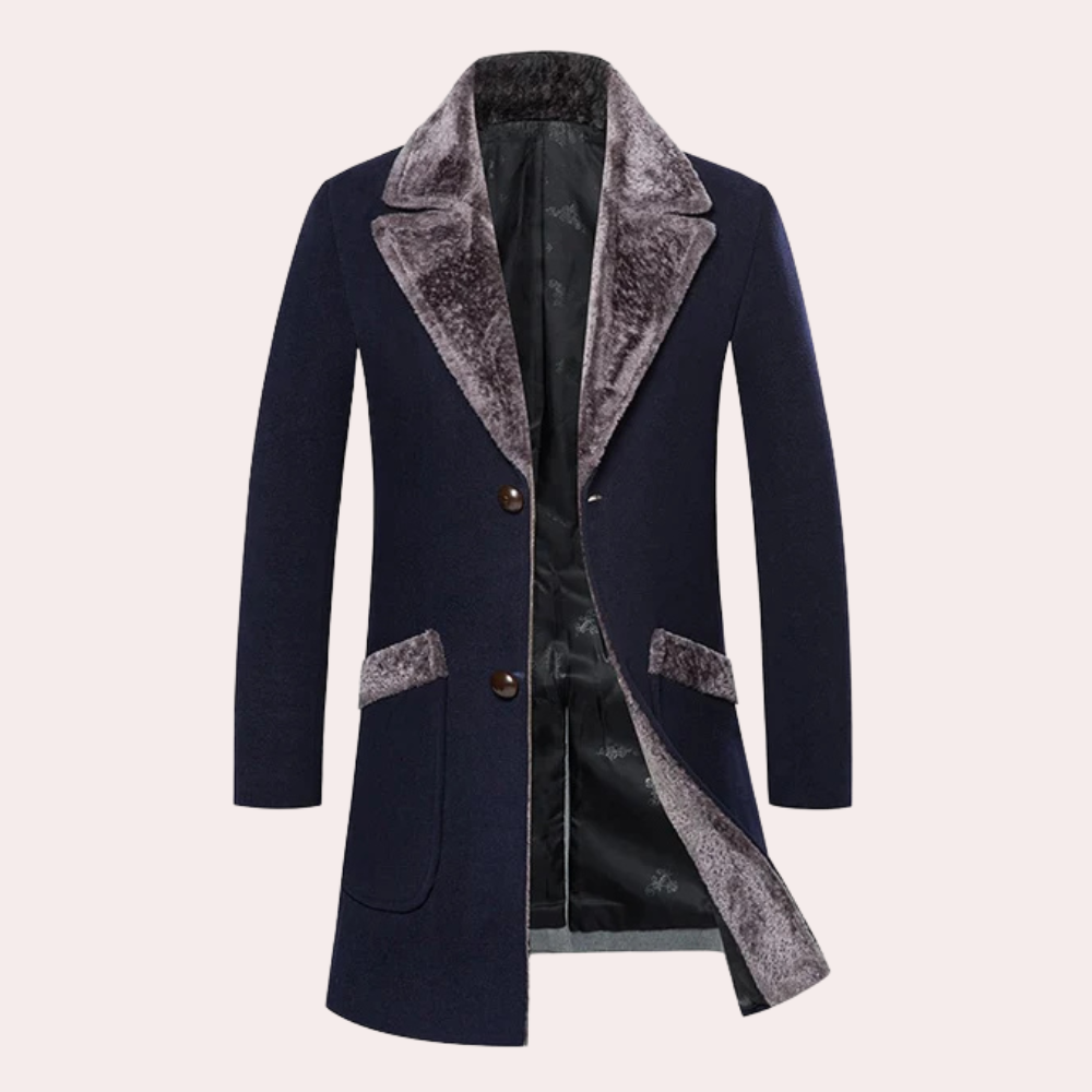 Wesley - Long Coat with Fur Collar
