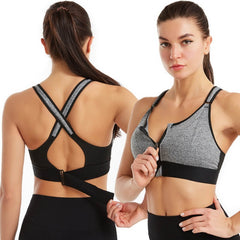 Tessa - Zip Front Sports Bra — Gray