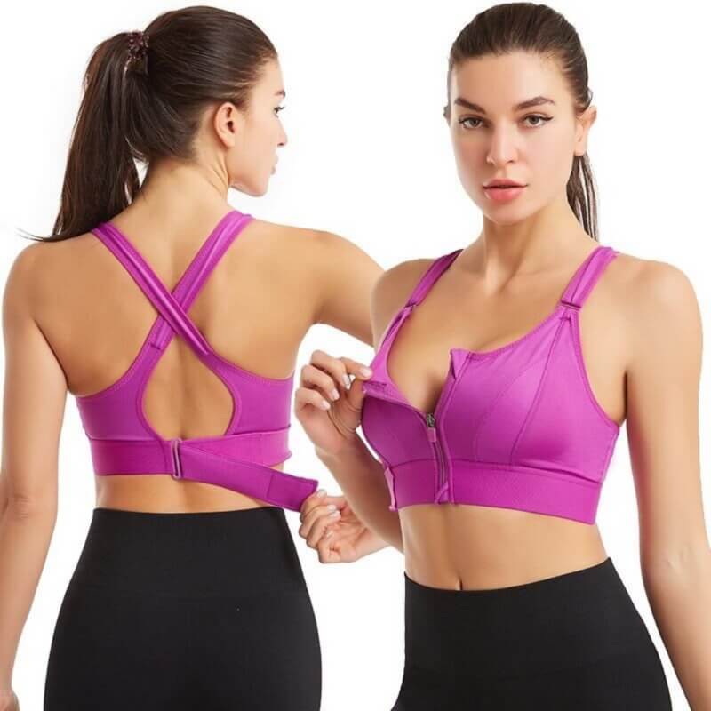 Tessa - Zip Front Sports Bra — Purple