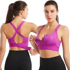 Tessa - Zip Front Sports Bra — Purple