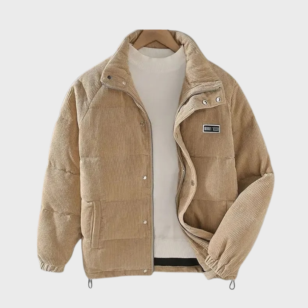 Terence - Corduroy Stand Collar Jacket — Beige
