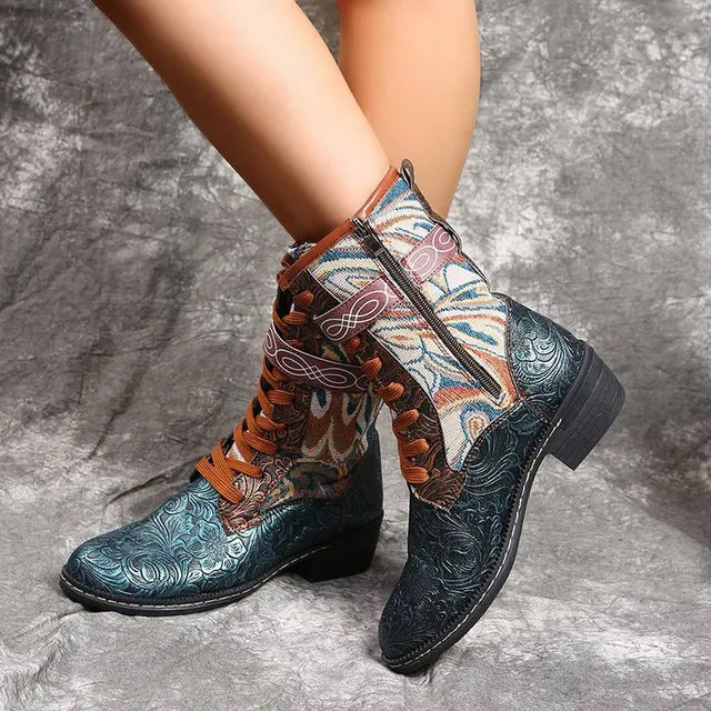 Etta - Tooled Western Ankle Boots — Vegetables