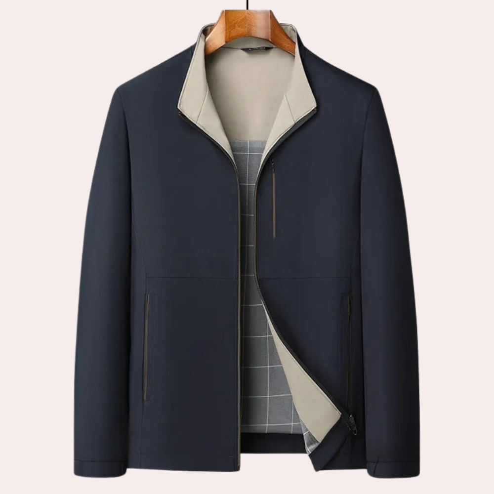 Rafferty - Lightweight Stand Collar Jacket — Navy blue