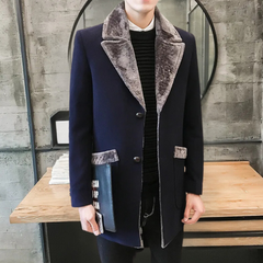 Wesley - Long Coat with Fur Collar