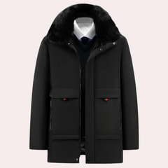 Dennis - Fur Lined Hooded Coat — Black