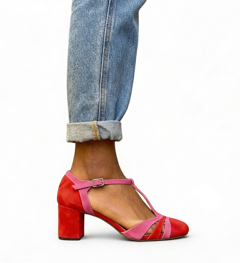 Priscilla - Colour Block T-Bar Heels