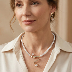 Faye - Pearl Necklace and Earring Set