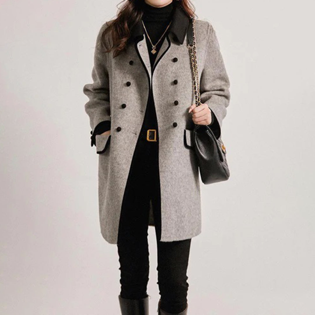 Susannah - Belted Double Breasted Coat — Grey