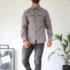 Clarence - Cotton Overshirt with Pockets — Grey