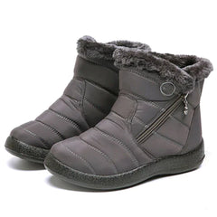 Danielle - Padded Fur Trim Snow Boots — Grey