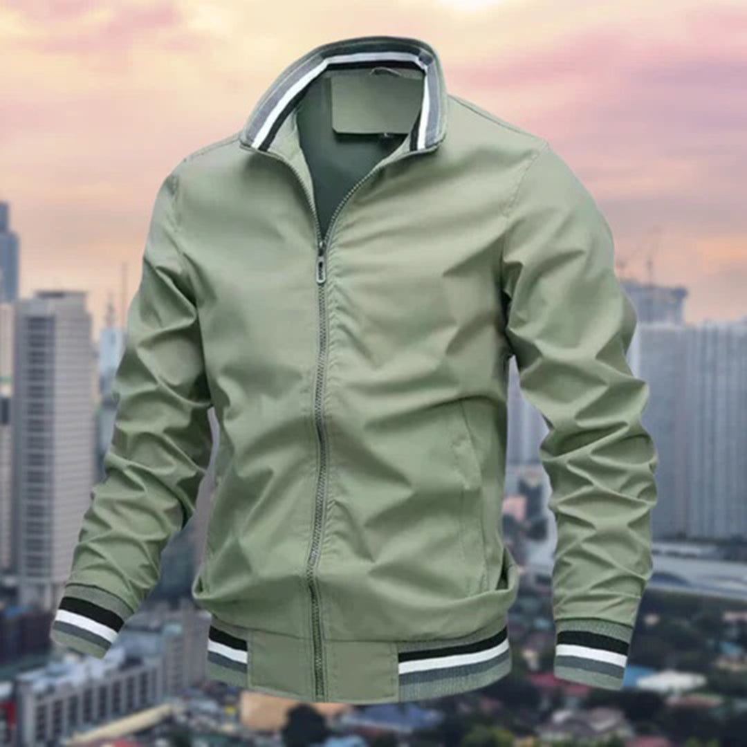 Richard - Varsity Bomber with Stripes — Green