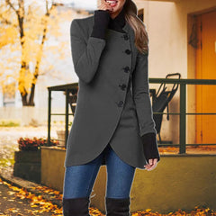 Annabel - Asymmetric Button Coat — Grey