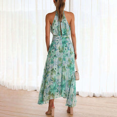 Sasha - Floral Pleated Halter Maxi