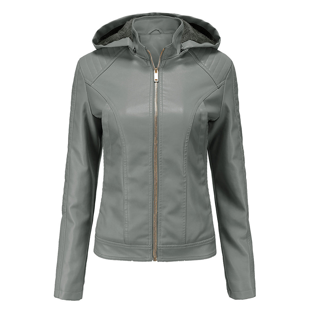 Roxanne - Hooded Faux Leather Jacket
