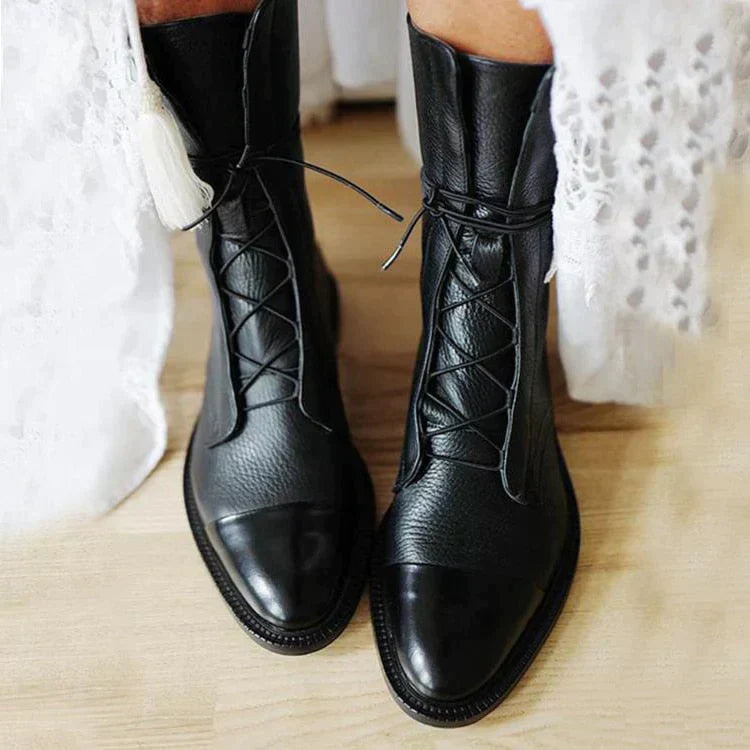 Selina - Leather Riding Boots — Black