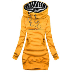 Penelope - Printed Hoodie Dress — Yellow