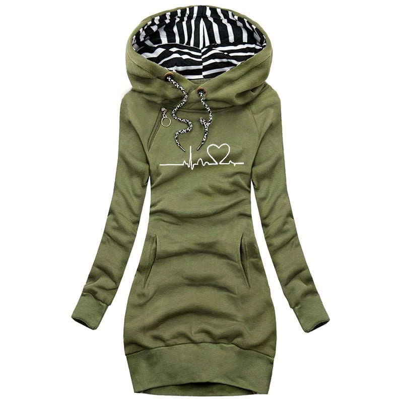 Penelope - Printed Hoodie Dress — Green