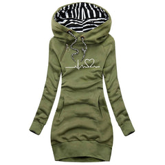 Penelope - Printed Hoodie Dress — Green