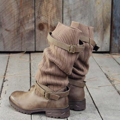 Kelly - Knit Shaft Boots with Buckle