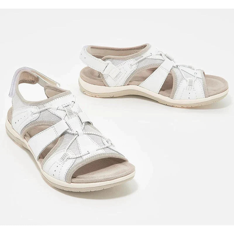 Layla - Velcro Beach Sandals — White