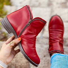 Christina - Leather Ankle Boots with Zip