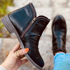 Christina - Leather Ankle Boots with Zip
