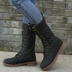 Anastasia - Lace up Boots with Knit Cuff