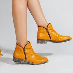 Christina - Leather Ankle Boots with Zip