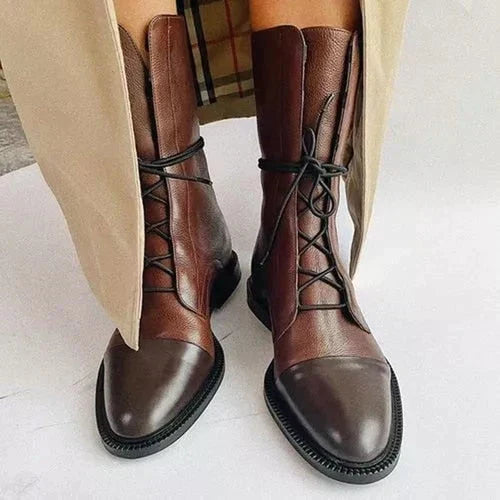 Adelaide - Lace up Tall Riding Boots — Brown