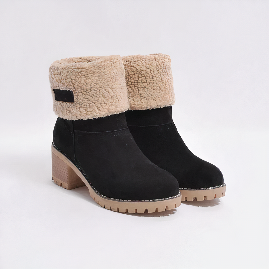 Rosalind - Ankle Boots with Fleece Cuff — Black