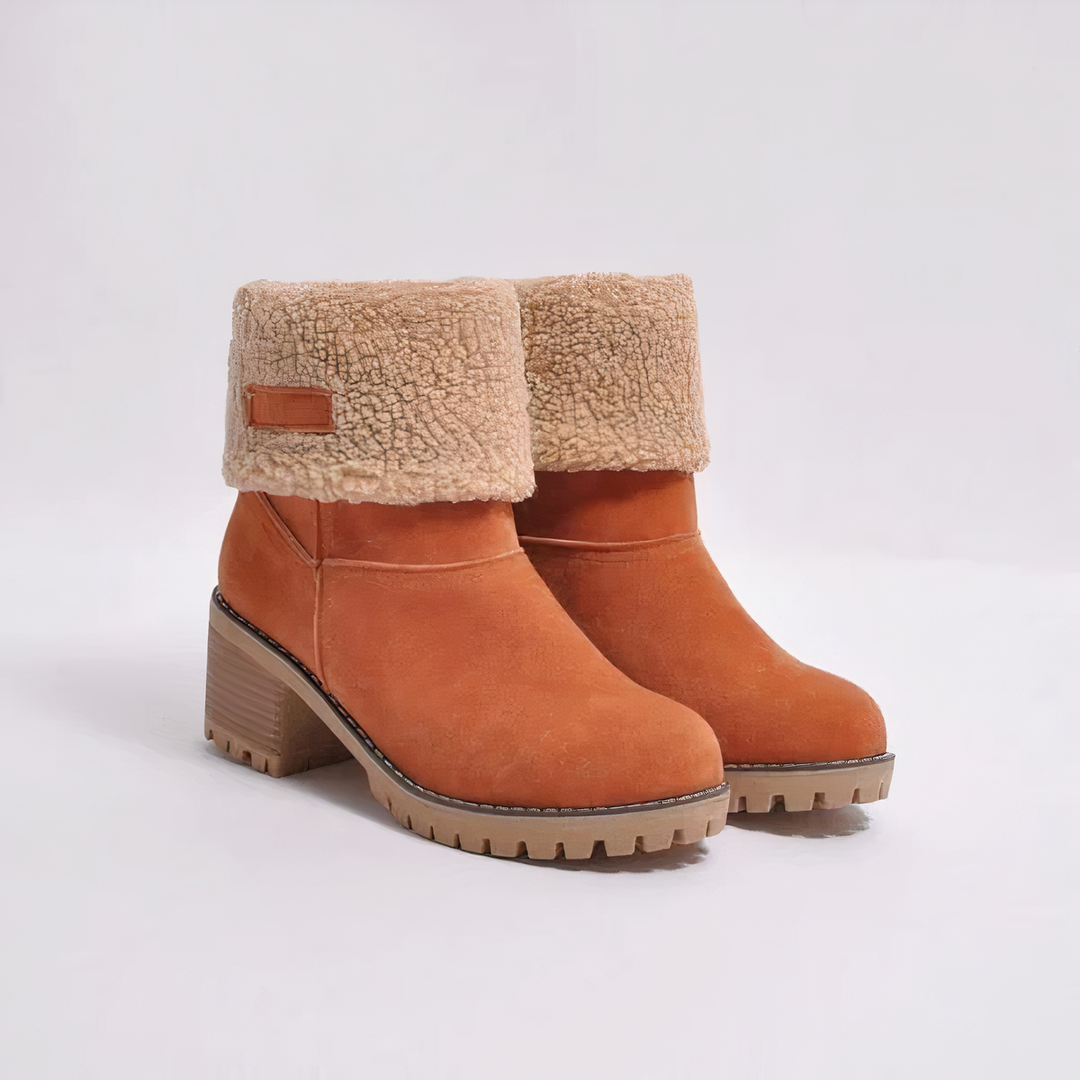 Rosalind - Ankle Boots with Fleece Cuff — Orange
