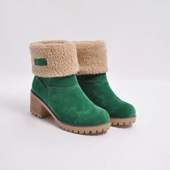 Rosalind - Ankle Boots with Fleece Cuff — Green