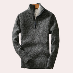 Lincoln - Quarter Zip Knit Jumper — Dark grey
