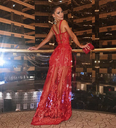 Annalise - Lace Corset Maxi Dress