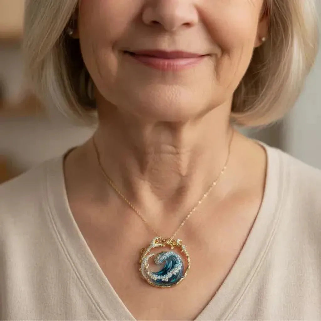Delia - Ocean Wave Pendant Necklace