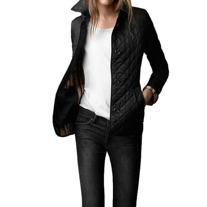 Roberta - Quilted Jacket with Collar — Black