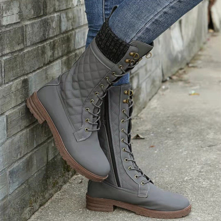 Anastasia - Lace up Boots with Knit Cuff