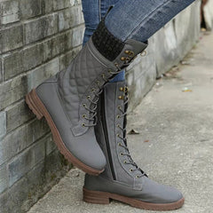 Anastasia - Lace up Boots with Knit Cuff